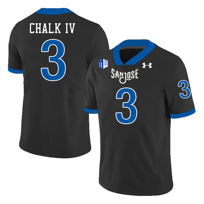 #3 Floyd Chalk IV SJSU Jersey,San Jose State Spartans Football Jersey College Uniforms-Black